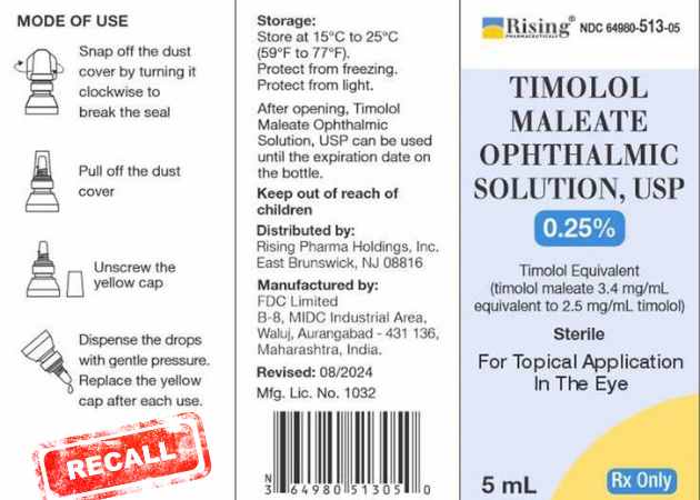 Timolol maleate drops recall